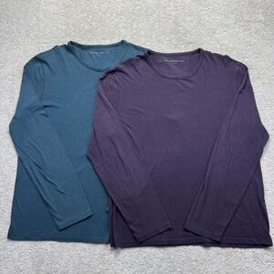 Lot of 2 John Varvatos USA Long Sleeve T-Shirt Mens L Teal Purple Cotton Modal